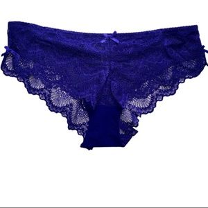 NWT Sam Edelman Silky Santin Purple Lace Scallop Edge Hipster Panty Large